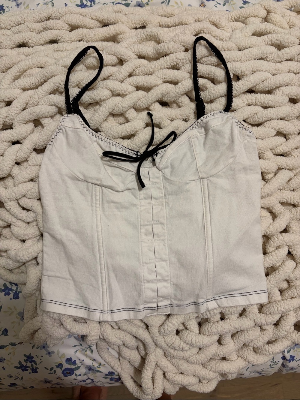 White Fox Boutique White Bustier Cami with Black Trim